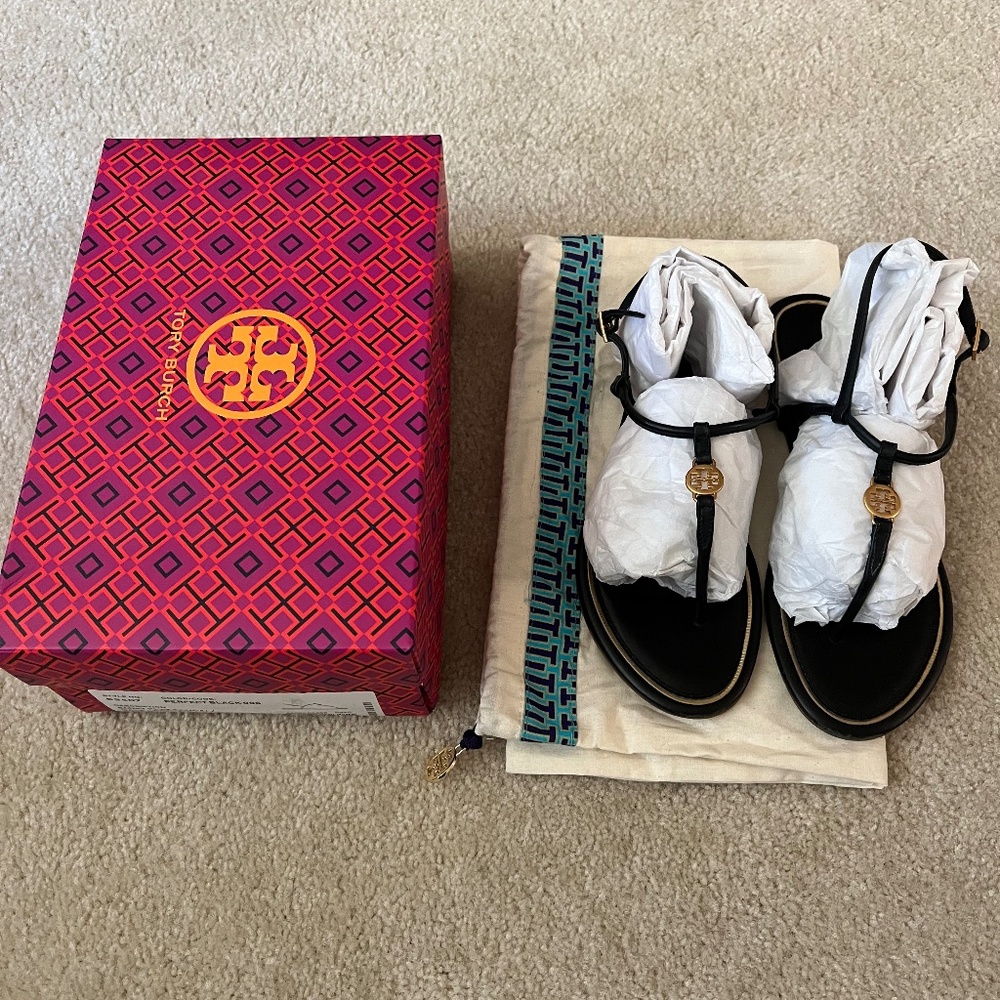 Tory Burch Emmy Sandals (size 7.5) in perfect black